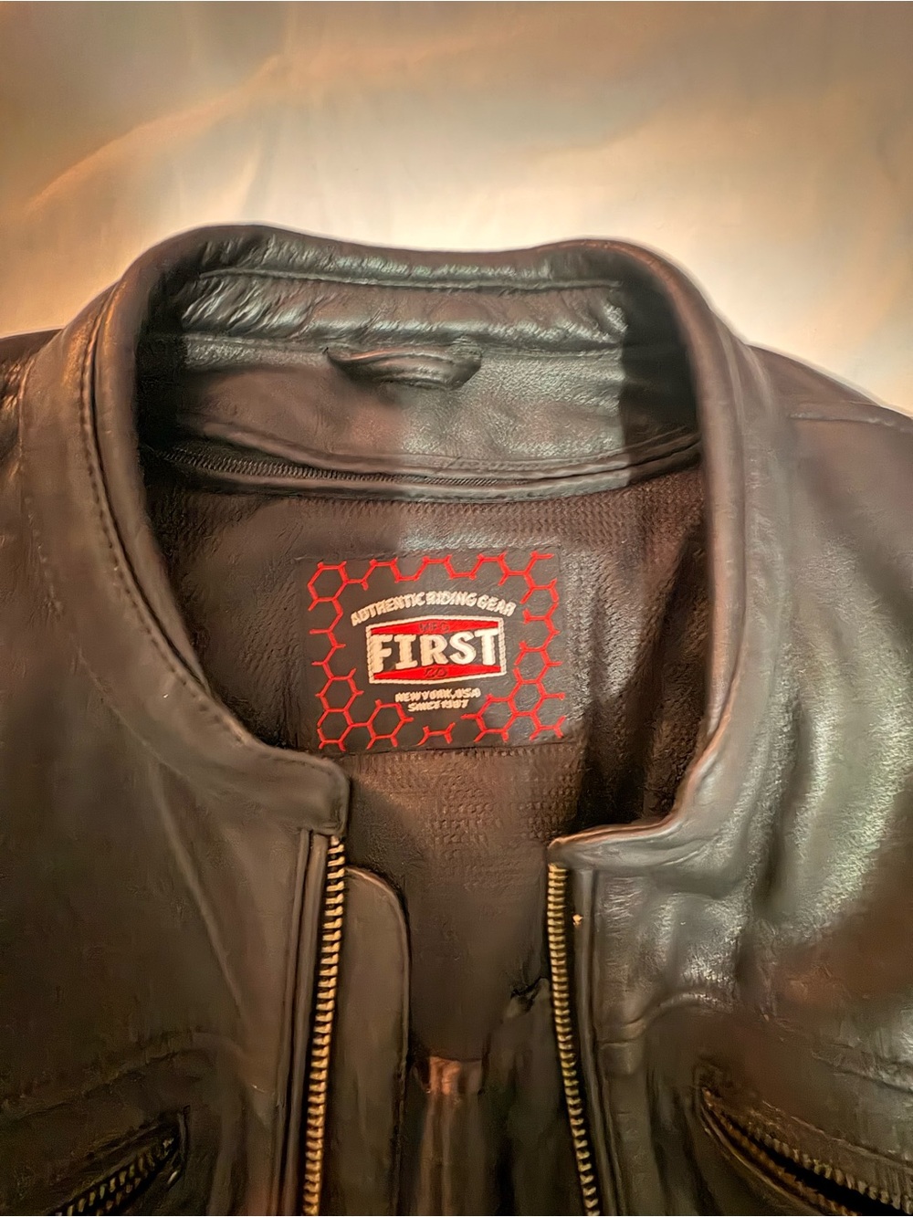 FIRST Black Leather Bomber Jacket